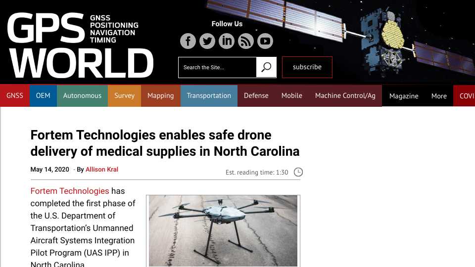 Fortem Technologies enables safe drone delivery of medical supplies in North Carolina