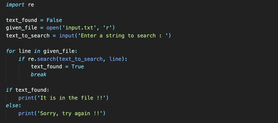 python search text in file
