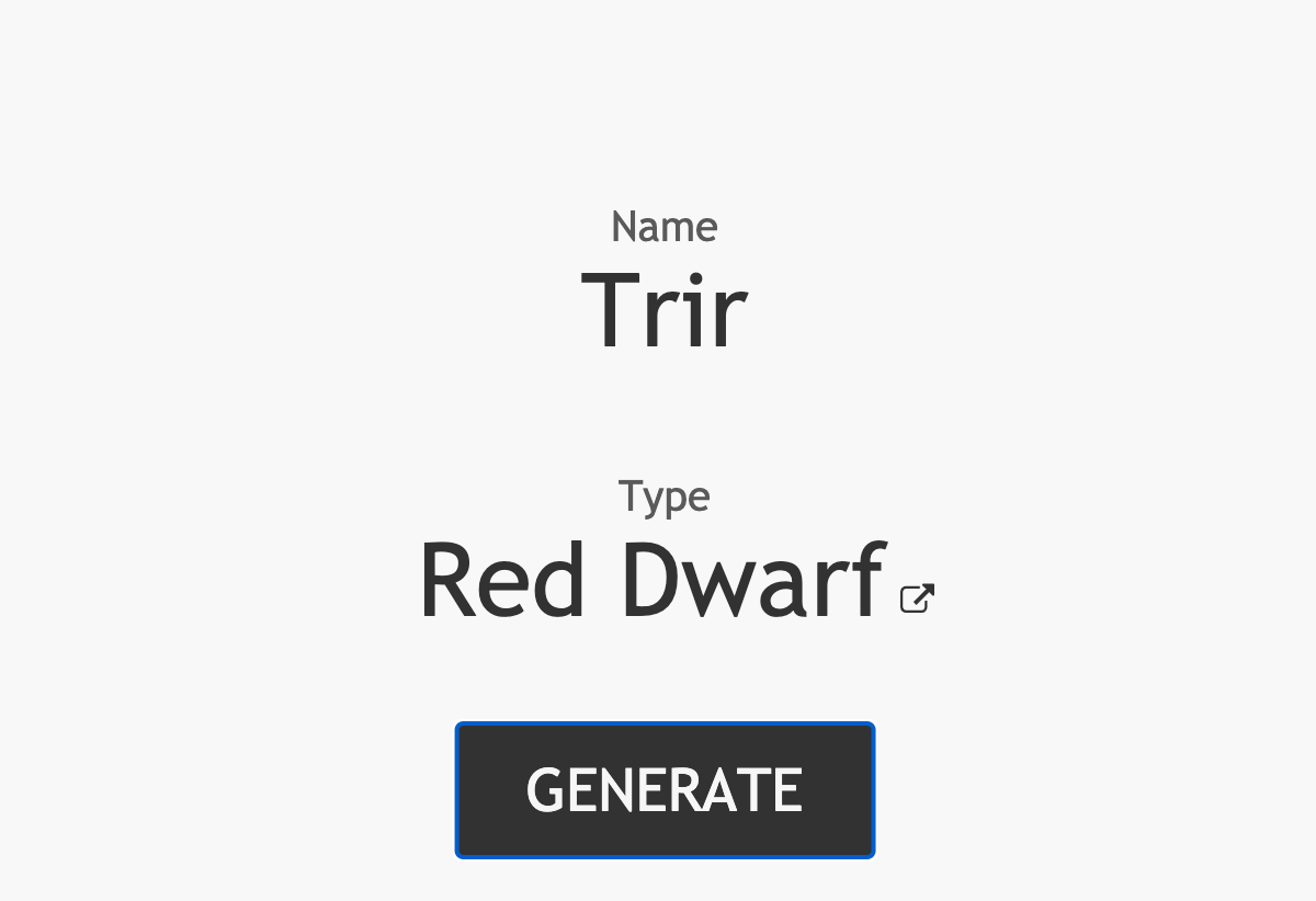 Red Dwarf Generated Star - Trir