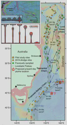 Hotspot chains in the Tasman Sea
