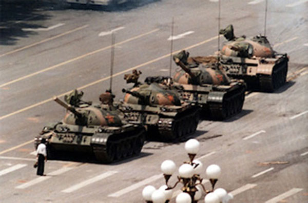 "Tank Man" at Tiananmen Square.