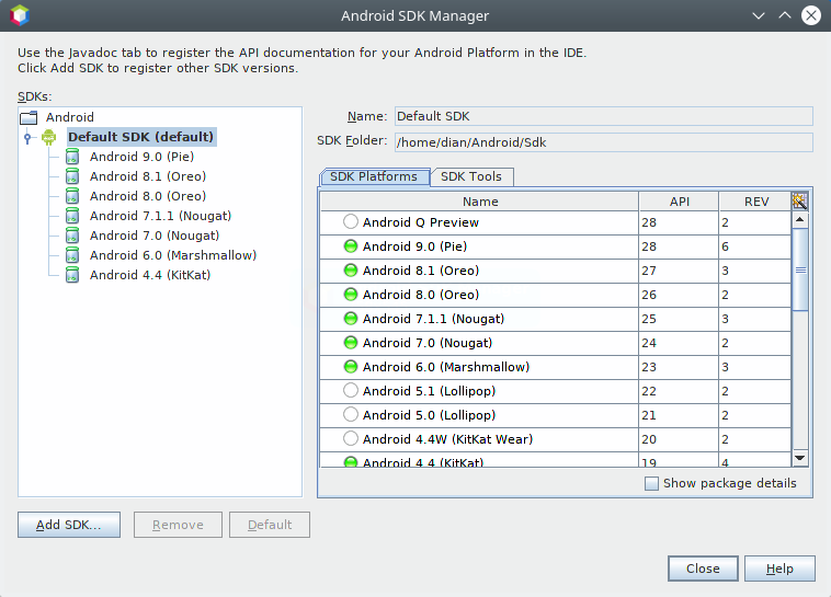Default Android SDK