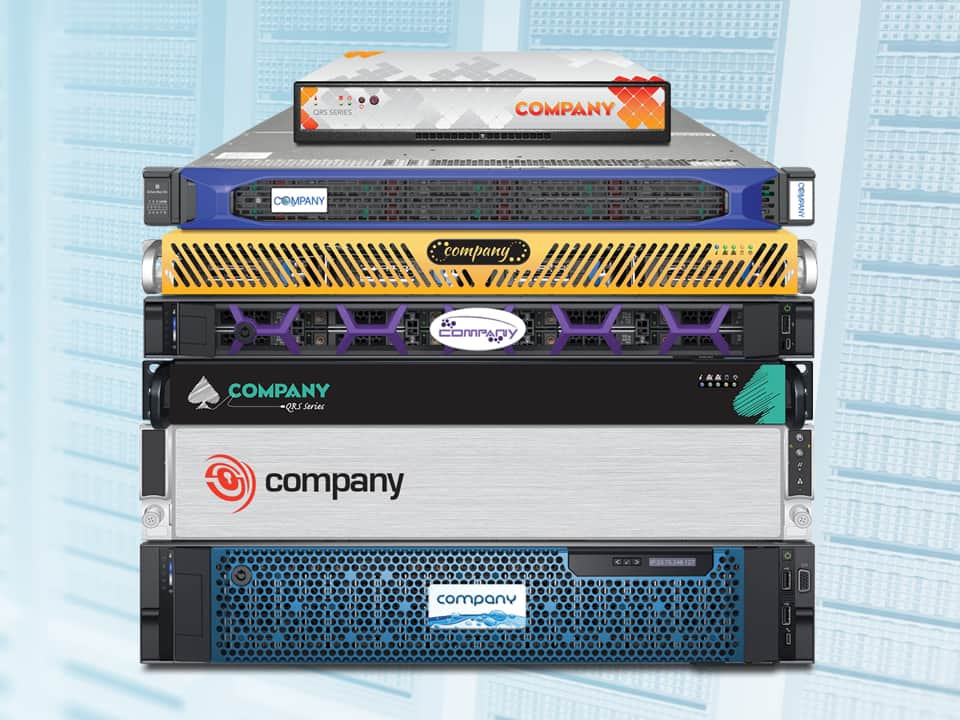 servers with custom designs on the bezels