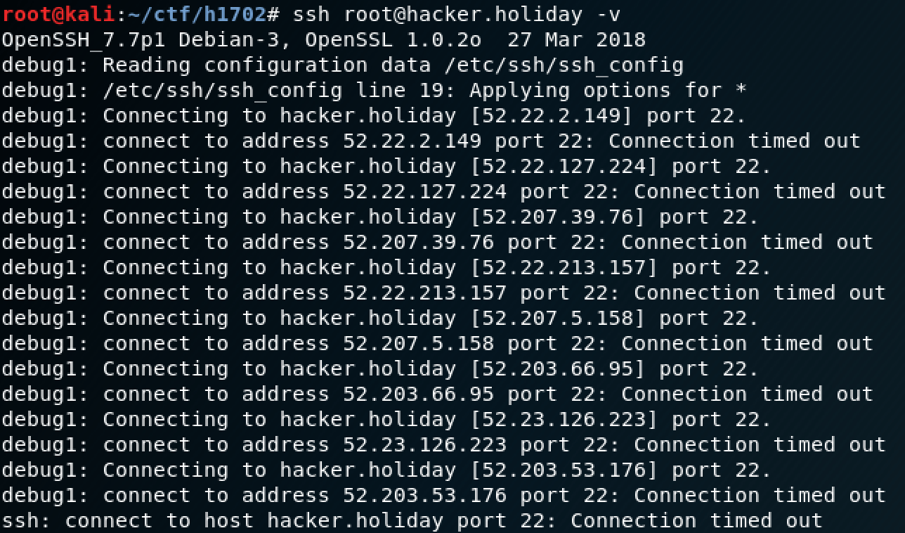 HackerOne - h1702 #HackerHoliday ssh connection time outs