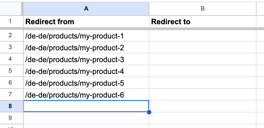 Pasting URLs from GA to Shopify redirect import file