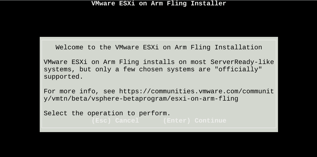 Hi, welcome to the ESXi for ARM installer. I&#39;ll be your UI this evening.