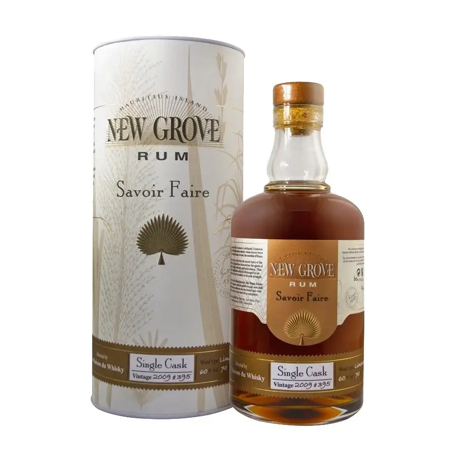 Image of the front of the bottle of the rum New Grove Savoir Faire Single Cask
