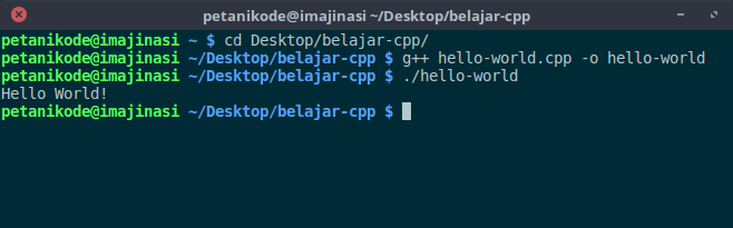 Hasi eksekusi program hello world