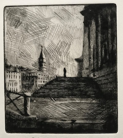 etching of Venice architecture