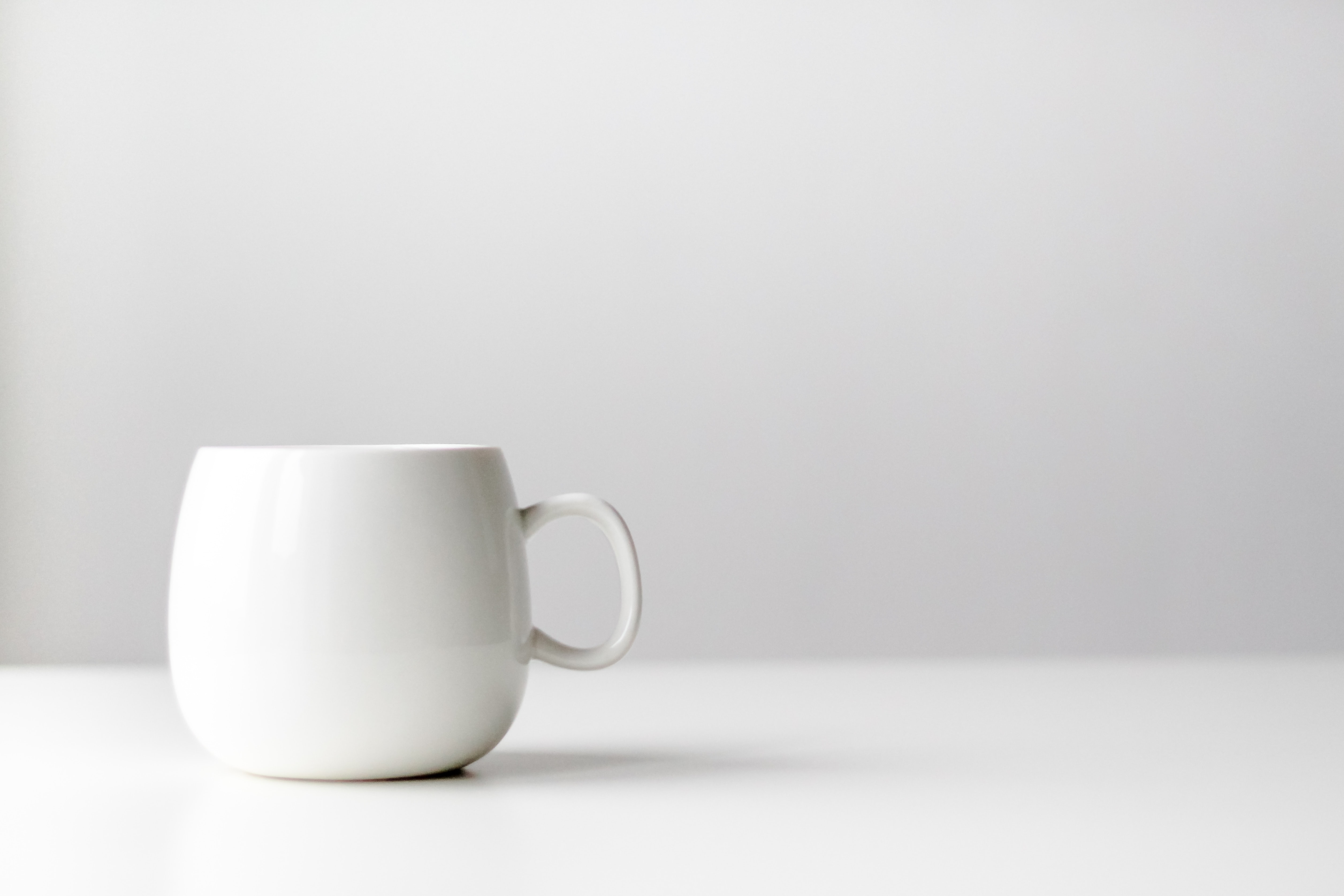 White mug against a white background