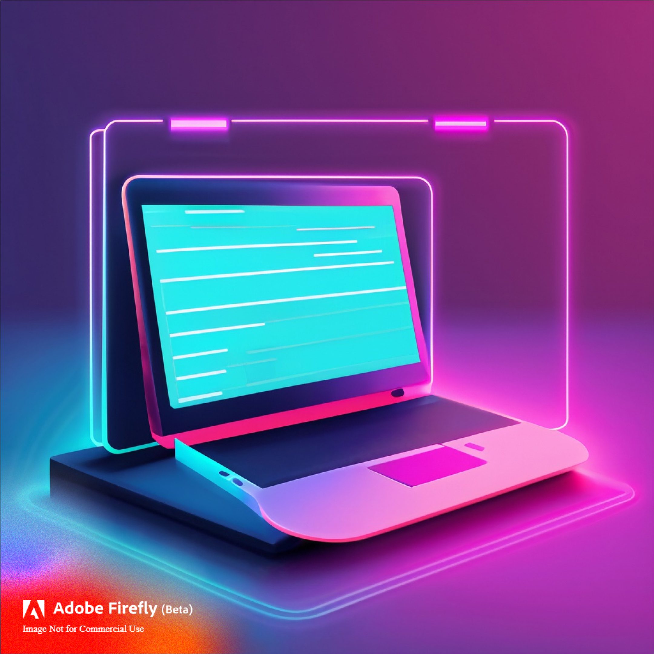 image of the futuristic computer with neon background