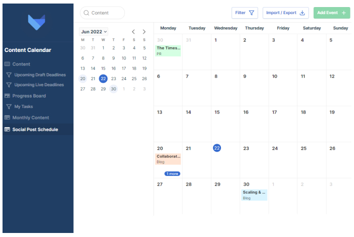 screengrab of Gridfox calendar view