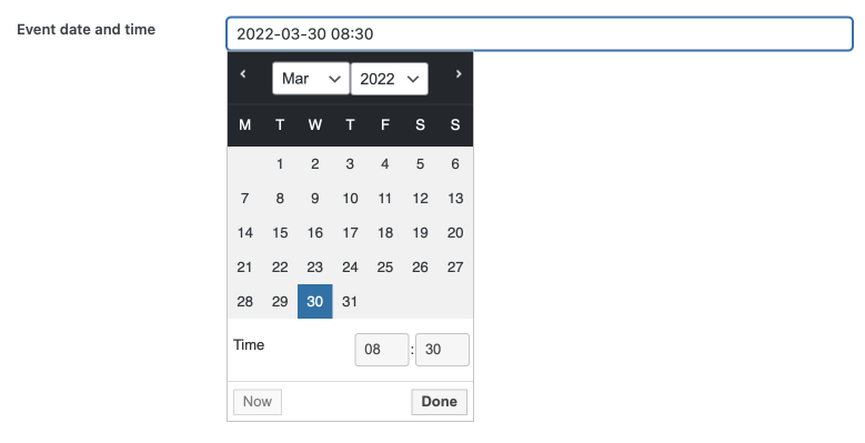The datetime field interface