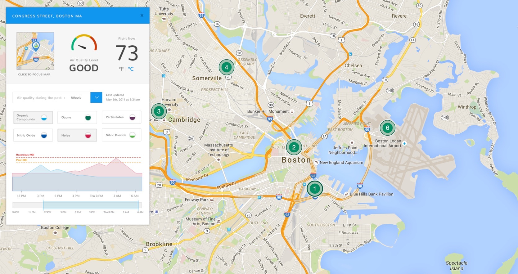 Map of Boston with Elm dashboard