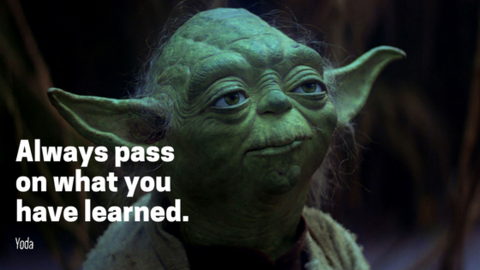 Yoda quote, "Always pass on what you have learned."