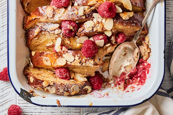 Easy Baked Tsoureki (challah/brioche) French Toast | Olive & Mango