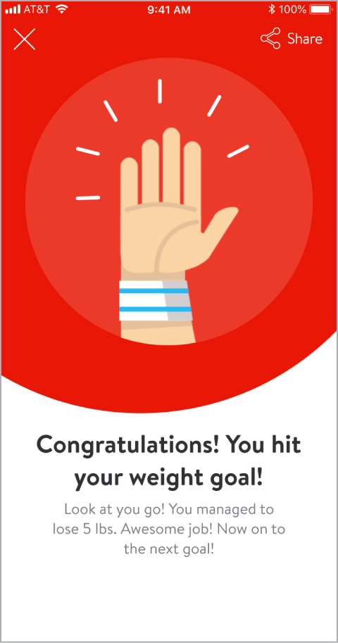 Standard Fit App Celebration Screen