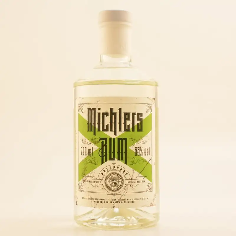Image of the front of the bottle of the rum Michlers Rum White Overproof