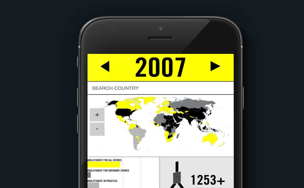 Image showing the Amnesty Death Penalty Maps on an iPhone