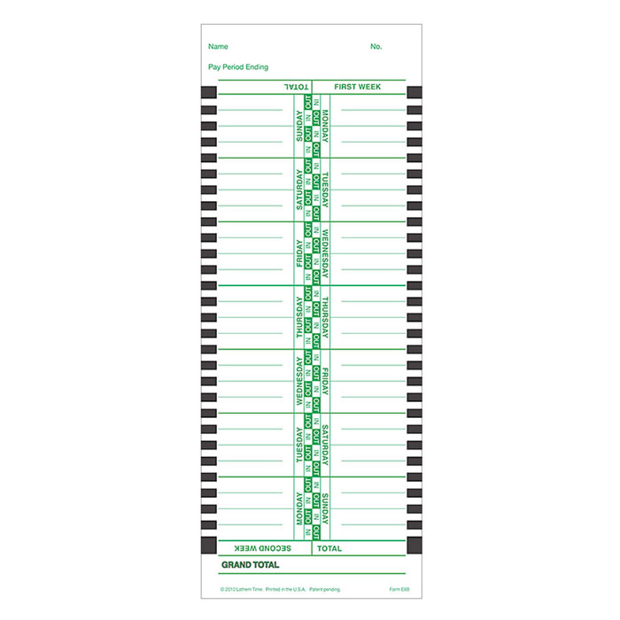 2100HD Bi-Weekly Time Cards - Pack of 1000