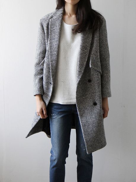 Manteau femme en laine gris foncé