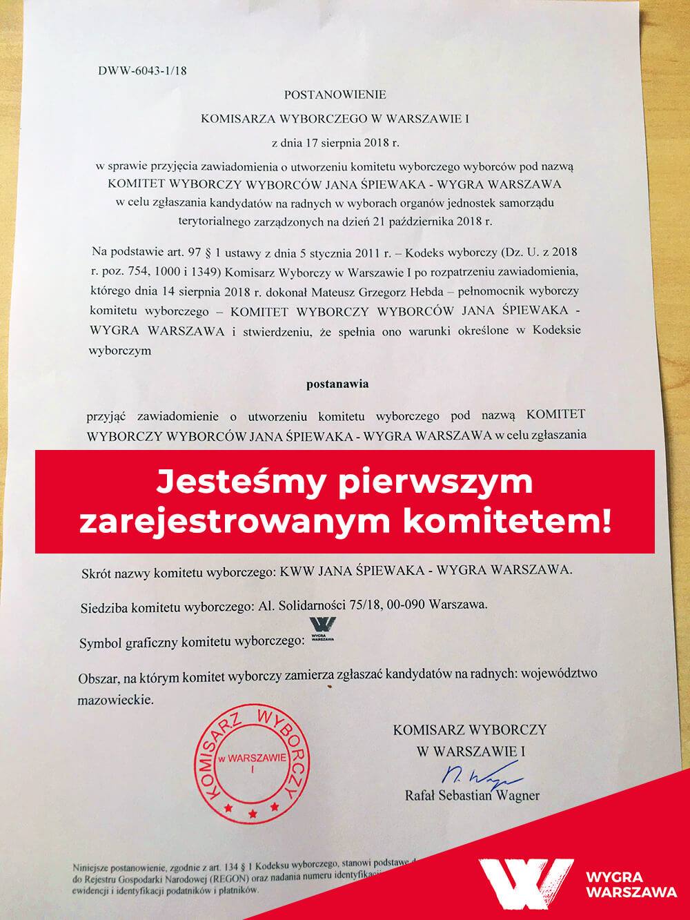 Już nie ma odwrotu. Stajemy w szranki z PiS i PO. Jako Wygra Warszawa chcemy pokazać, że o miasto mogą dbać ludzie, którzy widzą nie interes partyjny, ale interes mieszkańców.