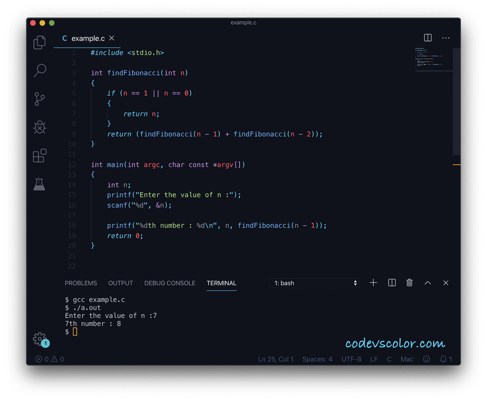C program to find the nth fibonacci number - CodeVsColor