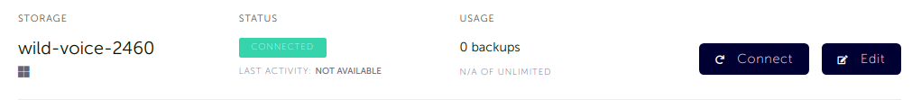 Azure blob storage connected to SimpleBackups Storage list with newly created Azure blob storage