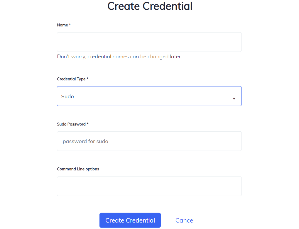 Sudo Credential Form