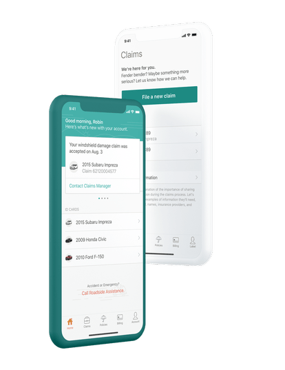 Amica Mutual Insurance user interface