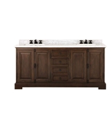 image Clinton 72 in W Double Vanity in Antique Coffee with Natural Marble Vanity Top in White with White S