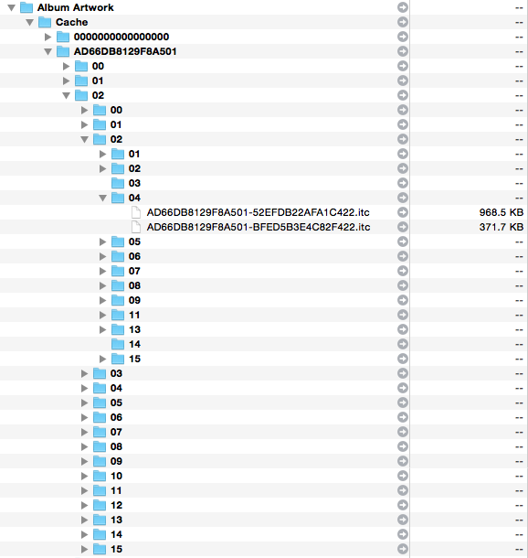 iTunes Artwork folder hierarchy