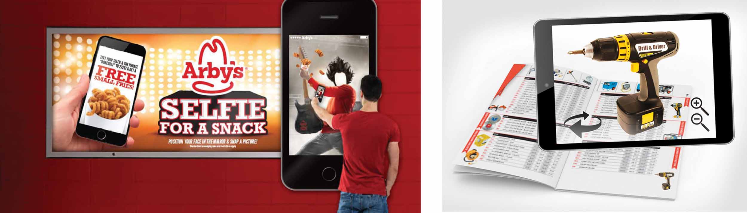 Arbys ad with person scanning ad with mobile phone