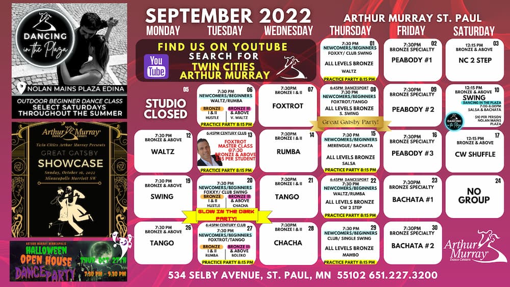 Arthur Murray St Paul Group Class Calendar