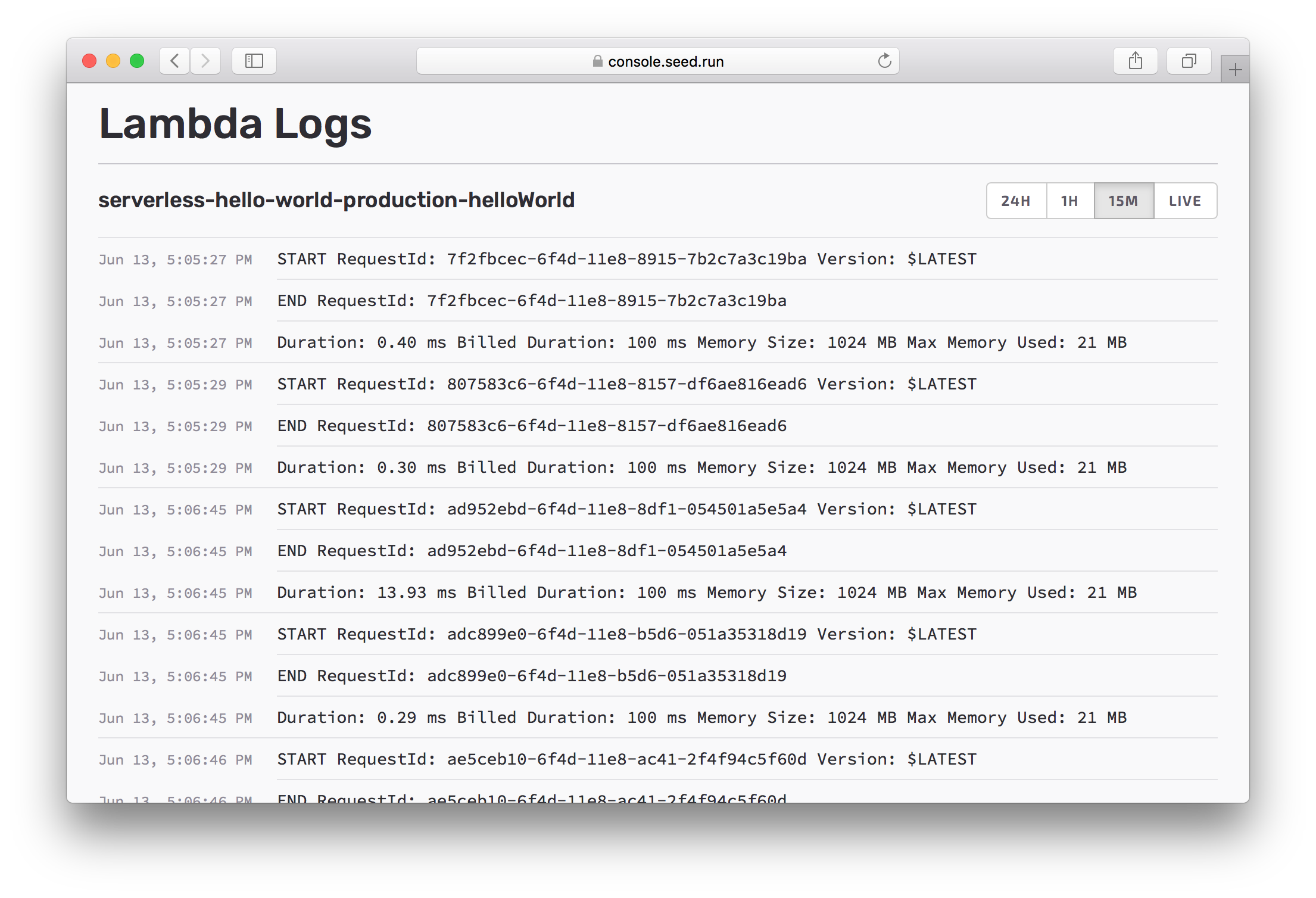 Lambda Logs