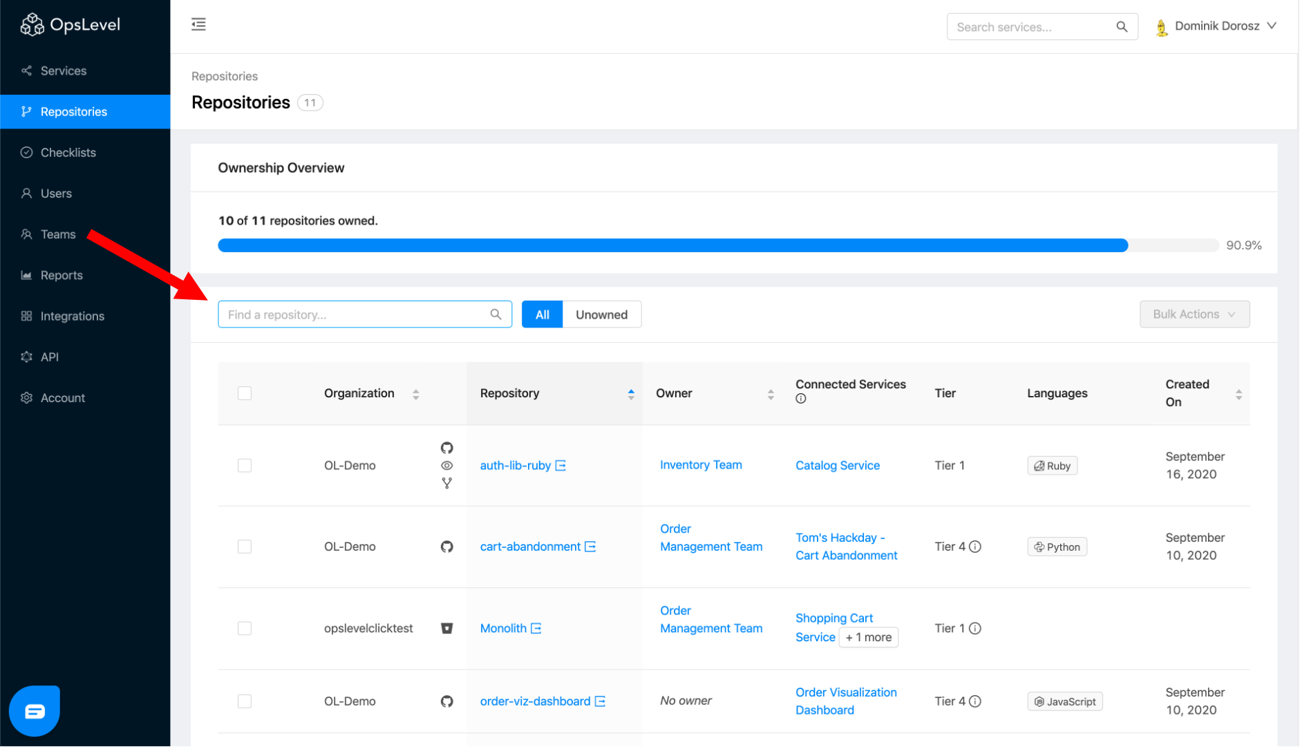 Use Tags to Add Metadata to Services and Repositories | OpsLevel