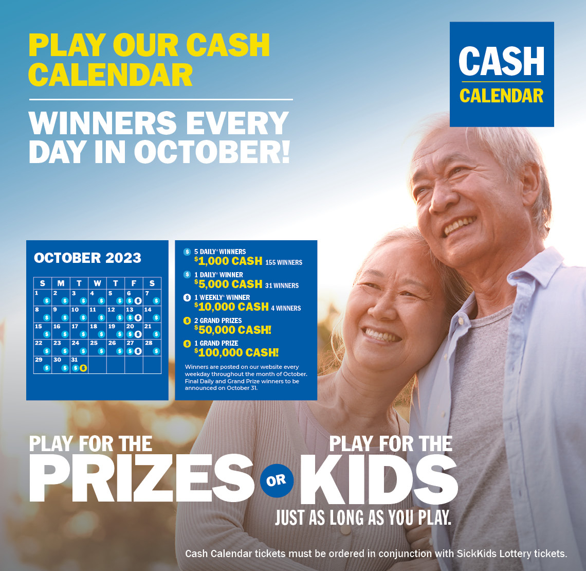 PLAY OUR CASH CALENDAR - WINNERS EVERY DAY IN OCTOBER