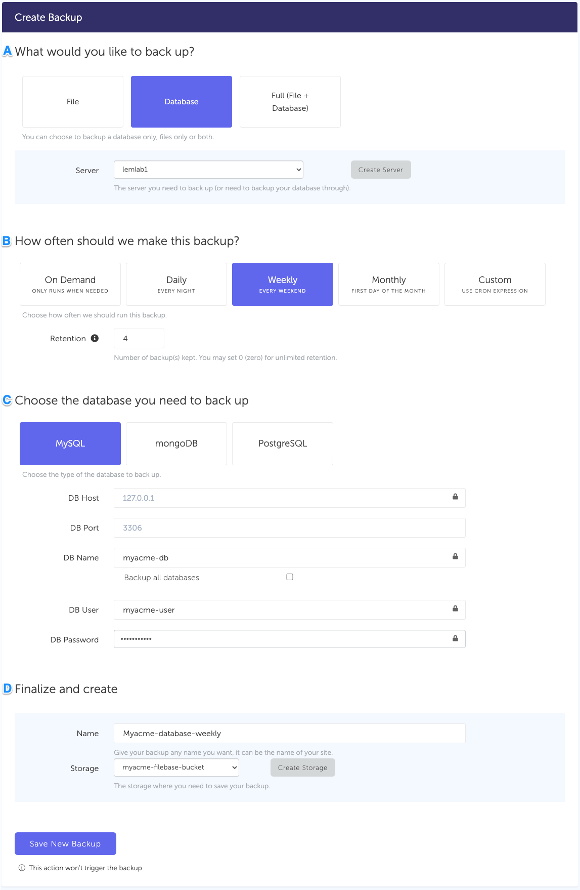 SimpleBackups - Create MySQL backup SimpleBackups - Create MySQL backup