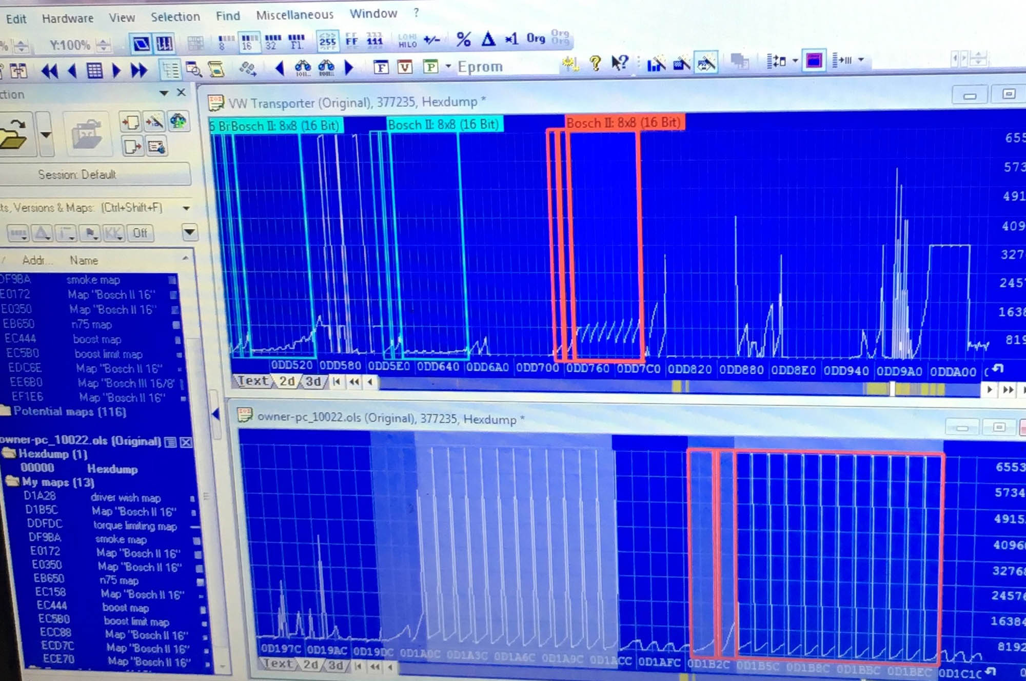 computer showing car ecu remapping process