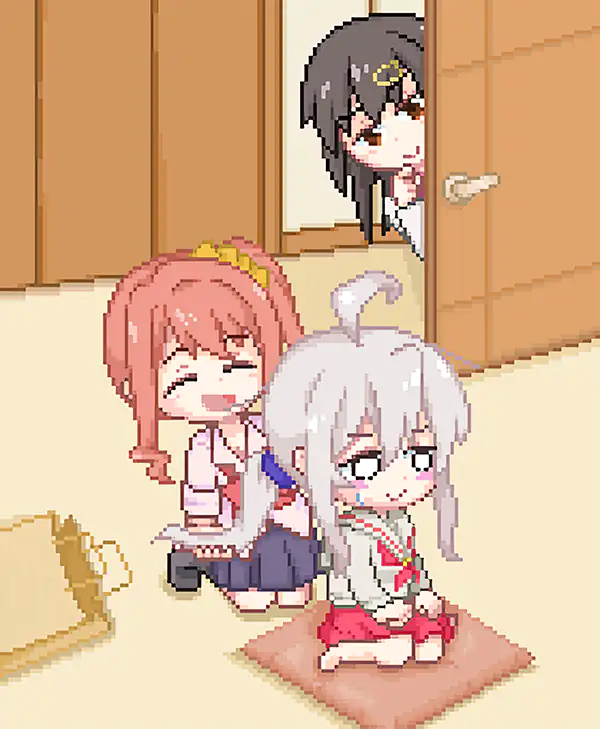 Mahiro is getting a hairdo from a friend