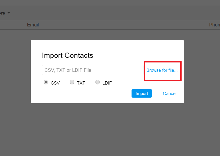 "Import" tab.