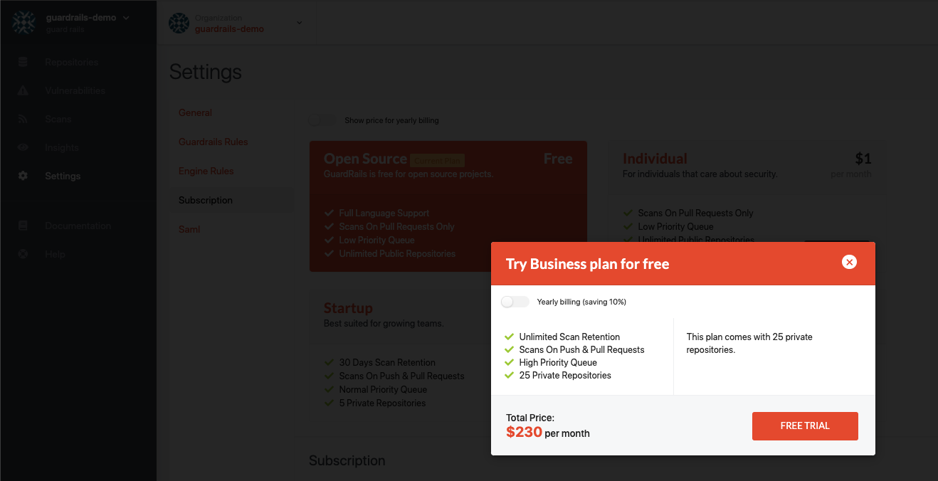 Select Business Plan Trial