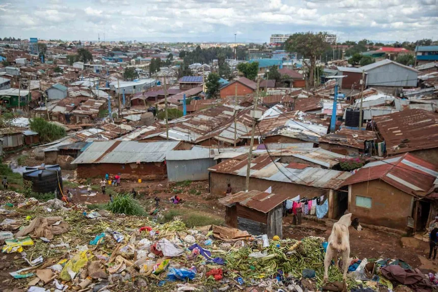 Wide view of a slum in Kenya