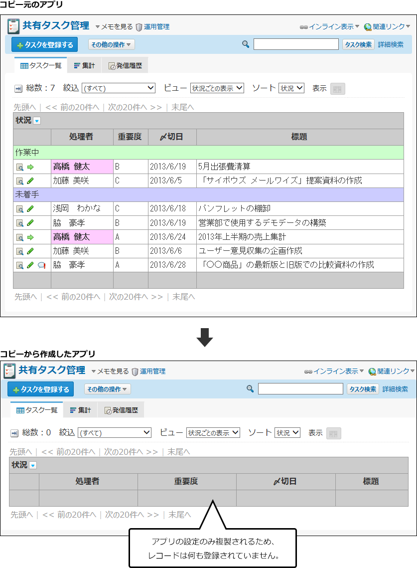 レコードデータを含めない場合のイメージ