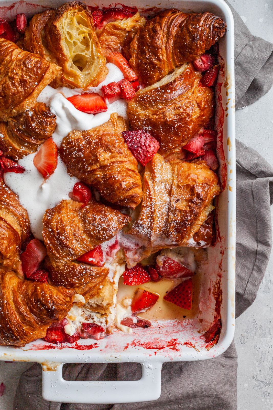 Croissant Baked French Toast With Strawberries and Cream
