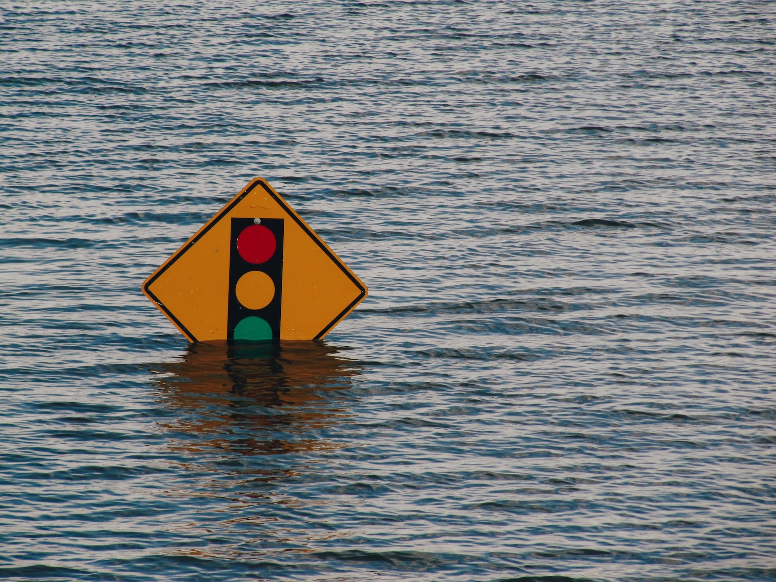 Stop sign under water