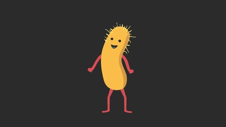 Illustration eines Minimoocs-Charakters (Bakterium)