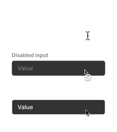 Three input-text components, enabled, disabled and readonly