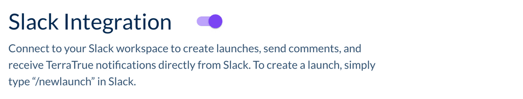 Slack Integration Toggle