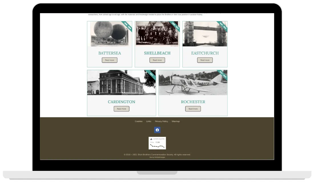 shortbrothersaviationpioneers portfolio screenshot 2 homepage rhwebdesigns.co.uk